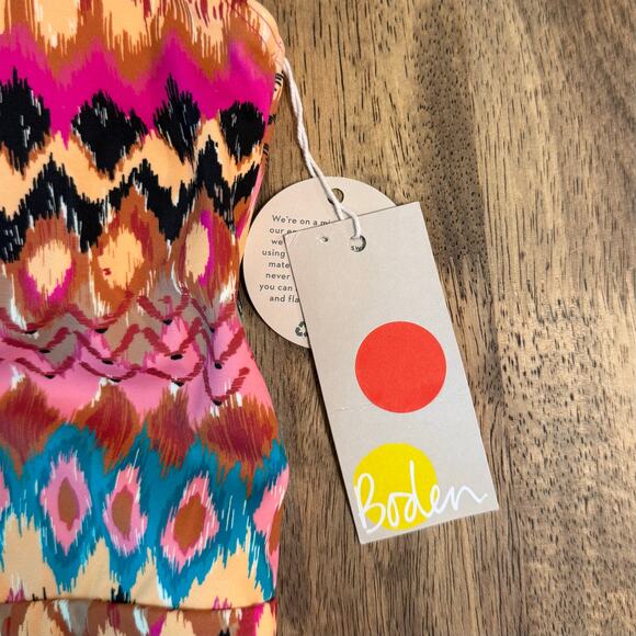 Boden Anthropologie Women’s Ikat Cap Sleeve Tie Cut Out One-Piece Swimsuit Small - Picture 6 of 9